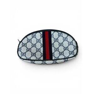 Gucci Vintage GG Supreme Monogram Web Stripe Cosmetic Pouch Blue